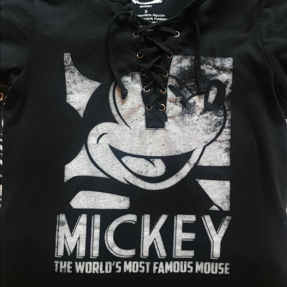 Mickey Mouse Lace-up Neckline T-Shirt - Picture 3 of 6